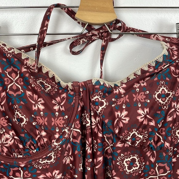 Swimsuits For All Women 16 Floral 2 Piece Swimsuit Tunic Halter Top Built In Bra - Picture 7 of 10